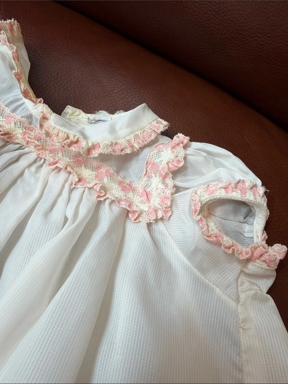 1950’s Classic White Toddler Dress Top with Pink Trim